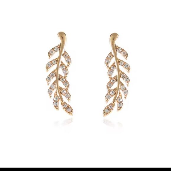 Women's Rhinestone Earrings Leaf Wheat New f13 - Picture 1 of 3